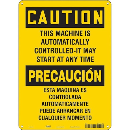 Condor Safety Sign, 14 in Height, 10 in Width, Polyethylene, Vertical Rectangle, English, Spanish, 478L27 478L27