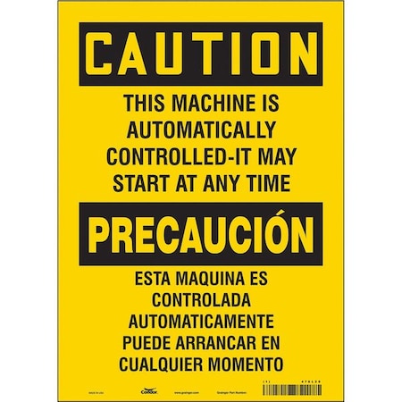 Condor Safety Sign, 14 in Height, 10 in Width, Vinyl, Vertical Rectangle, English, Spanish, 478L29 478L29