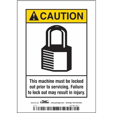 Condor Safety Sign, 5 in Height, 3 1/2 in Width, Vinyl, Vertical Rectangle, English 478L43