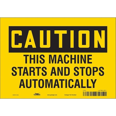 Condor Safety Sign, 7 in Height, 10 in Width, Vinyl, Vertical Rectangle, English, 478L51 478L51