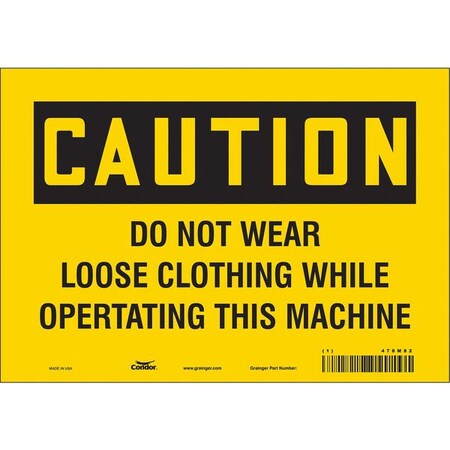 Condor Safety Sign, 7 in Height, 10 in Width, Vinyl, Vertical Rectangle, English, 478M82 478M82