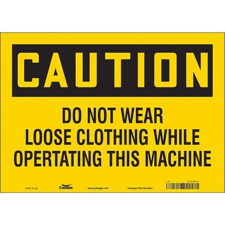 Condor Safety Sign, 10 in Height, 14 in Width, Vinyl, Horizontal Rectangle, English, 478M83 478M83