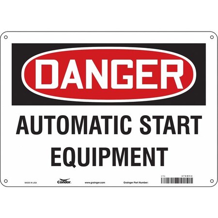 Condor Safety Sign, 10 in Height, 14 in Width, Polyethylene, Horizontal Rectangle, English, 478M94 478M94