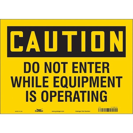 Condor Safety Sign, 10 in Height, 14 in Width, Vinyl, Horizontal Rectangle, English, 478M39 478M39