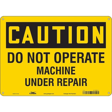 Condor Safety Sign, 10 in Height, 14 in Width, Aluminum, Horizontal Rectangle, English, 478M41 478M41