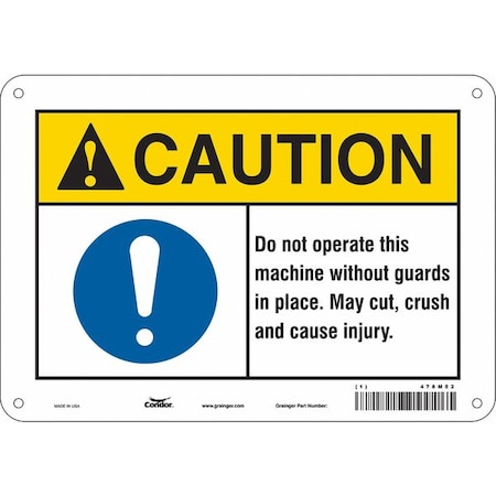 Condor Safety Sign, 7 in Height, 10 in Width, Aluminum, Vertical Rectangle, English, 478M52 478M52