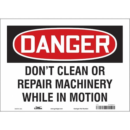 Condor Safety Sign, 10 in Height, 14 in Width, Vinyl, Horizontal Rectangle, English, 478N97 478N97