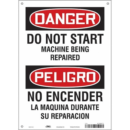 Condor Safety Sign, 14 in Height, 10 in Width, Vinyl, Vertical Rectangle, English, Spanish, 478N71 478N71