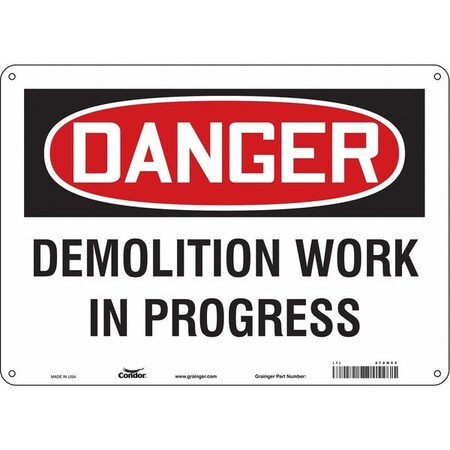 Condor Safety Sign, 10 in Height, 14 in Width, Aluminum, Horizontal Rectangle, English, 478N05 478N05