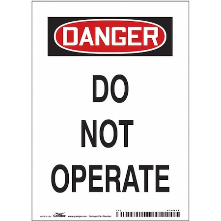 Condor Danger, DO NOT OPERATE, 5 in W x 7 in H, Vertical Rectangle, Vinyl 478N16