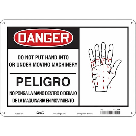Condor Safety Sign, 10 in Height, 14 in Width, Aluminum, Horizontal Rectangle, English, Spanish, 478N48 478N48