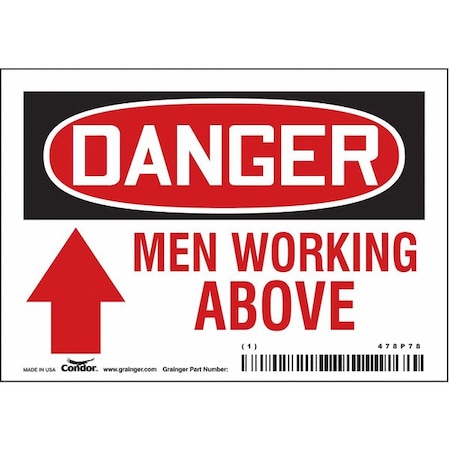 Condor Danger, MEN WORKING ABOVE, 5 in W x 3 1/2 in H, Horizontal Rectangle, Vinyl, 478P78 478P78
