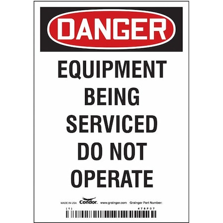 Condor Danger, EQUIPMENT BEING SERVICED DO NOT OPERATE, 3 1/2 in W x 5 in H, Vertical Rectangle, Vinyl 478P07