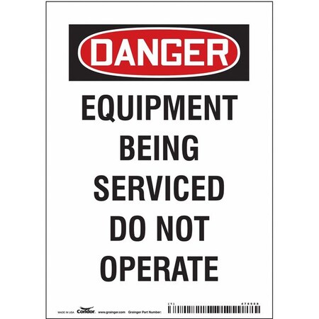 Condor Danger, EQUIPMENT BEING SERVICED DO NOT OPERATE, 5 in W x 7 in H, Vertical Rectangle, Vinyl 478P08