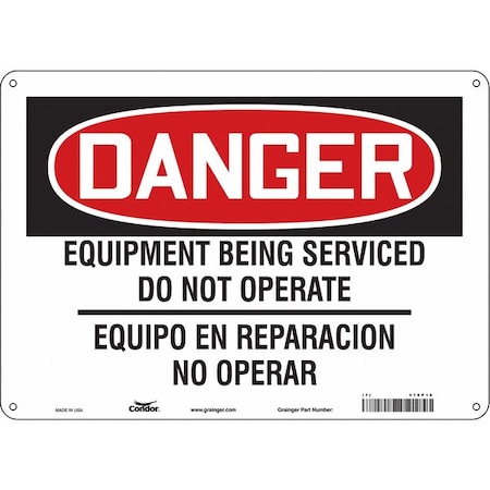 Condor Safety Sign, 10 in Height, 14 in Width, Polyethylene, Horizontal Rectangle, English, Spanish, 478P18 478P18