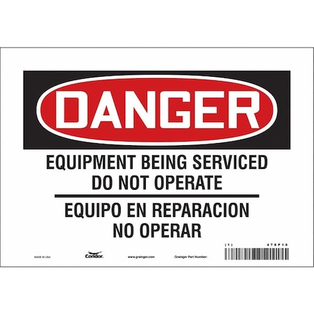 Condor Safety Sign, 7 in Height, 10 in Width, Vinyl, Vertical Rectangle, English, Spanish, 478P19 478P19