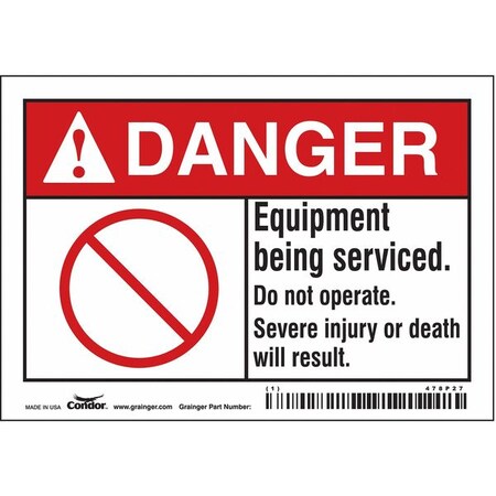 Condor Safety Sign, 3 1/2 in Height, 5 in Width, Vinyl, Horizontal Rectangle, English, 478P27 478P27
