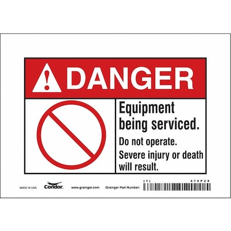 Condor Safety Sign, 5 in Height, 7 in Width, Vinyl, Horizontal Rectangle, English, 478P28 478P28
