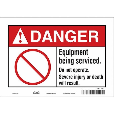 Condor Safety Sign, 7 in Height, 10 in Width, Vinyl, Vertical Rectangle, English, 478P29 478P29