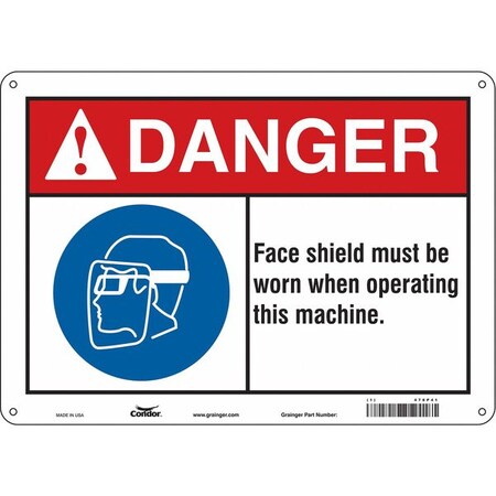 Condor Safety Sign, 10 in Height, 14 in Width, Polyethylene, Horizontal Rectangle, English, 478P41 478P41