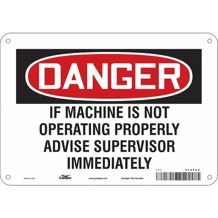 Condor Safety Sign, 7 in Height, 10 in Width, Aluminum, Vertical Rectangle, English, 478P44 478P44