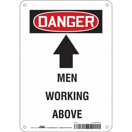 Condor Danger, MEN WORKING ABOVE, 7 in W x 10 in H, Horizontal Rectangle, Aluminum, 478P62 478P62