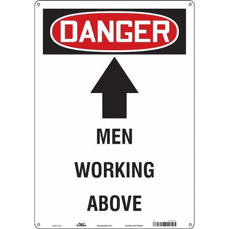 Condor Danger, MEN WORKING ABOVE, 14 in W x 20 in H, Vertical Rectangle, Aluminum, 478P64 478P64