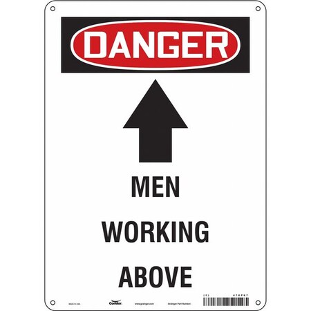 Condor Danger, MEN WORKING ABOVE, 10 in W x 14 in H, Vertical Rectangle, Polyethylene, 478P67 478P67