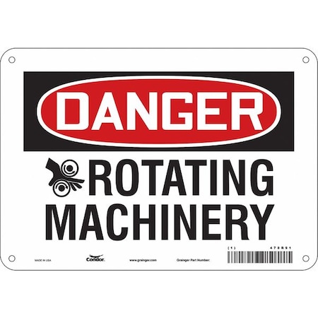 Condor Safety Sign, 7 in Height, 10 in Width, Aluminum, Vertical Rectangle, English, 478R91 478R91