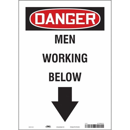 Condor Danger, MEN WORKING BELOW, 10 in W x 14 in H, Vertical Rectangle, Vinyl, 478R23 478R23