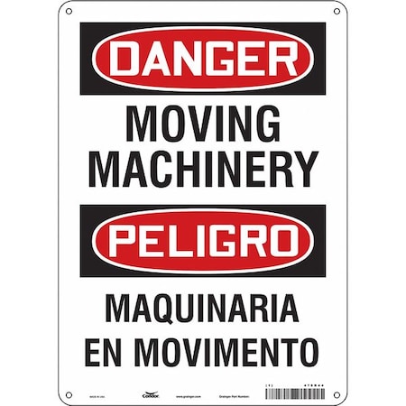 Condor Safety Sign, 14 in Height, 10 in Width, Aluminum, Vertical Rectangle, English, Spanish, 478R44 478R44