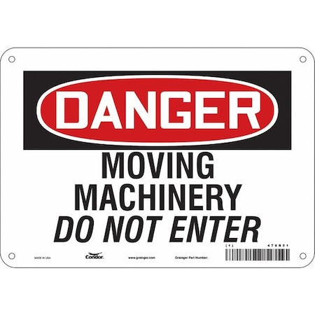 Condor Safety Sign, 7 in Height, 10 in Width, Polyethylene, Vertical Rectangle, English, 478R51 478R51