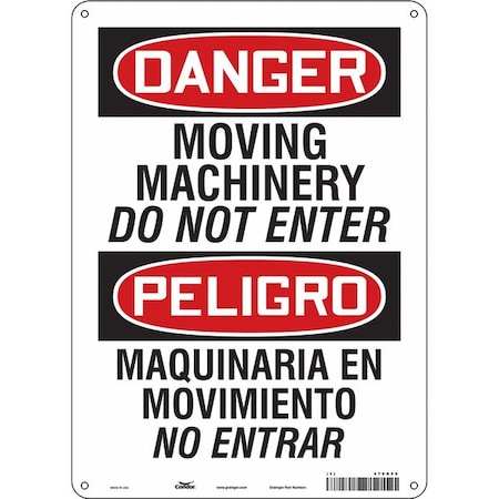 Condor Safety Sign, 14 in Height, 10 in Width, Aluminum, Vertical Rectangle, English, Spanish, 478R56 478R56