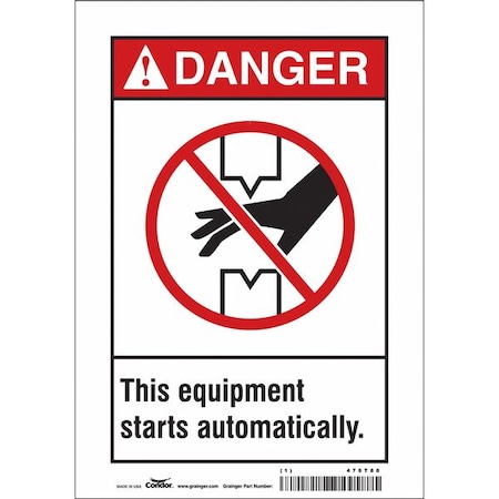 Condor Safety Sign, 10 in Height, 7 in Width, Vinyl, Horizontal Rectangle, English, 478T88 478T88