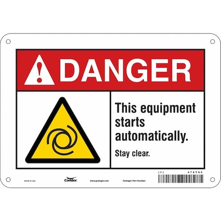 Condor Safety Sign, 7 in Height, 10 in Width, Aluminum, Vertical Rectangle, English, 478T90 478T90