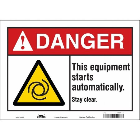 Condor Safety Sign, 10 in Height, 14 in Width, Vinyl, Horizontal Rectangle, English, 478T98 478T98