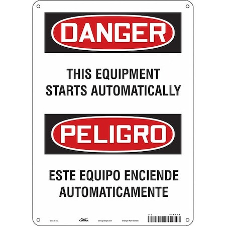 Condor Safety Sign, 14 in Height, 10 in Width, Polyethylene, Vertical Rectangle, English, Spanish, 478T72 478T72