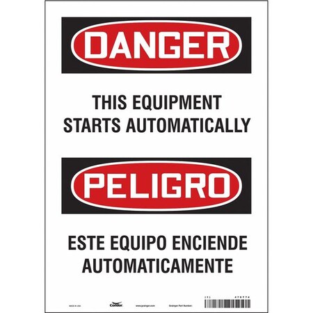 Condor Safety Sign, 14 in Height, 10 in Width, Vinyl, Vertical Rectangle, English, Spanish, 478T74 478T74