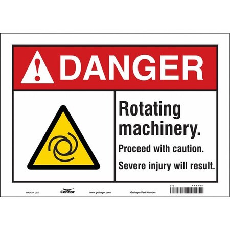 Condor Safety Sign, 10 in Height, 14 in Width, Vinyl, Horizontal Rectangle, English, 478T06 478T06