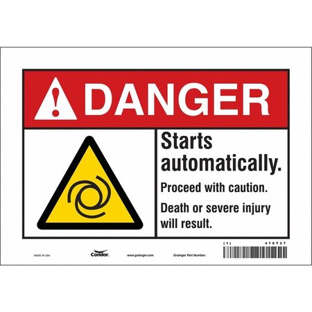 Condor Safety Sign, 7 in Height, 10 in Width, Vinyl, Vertical Rectangle, English, 478T27 478T27