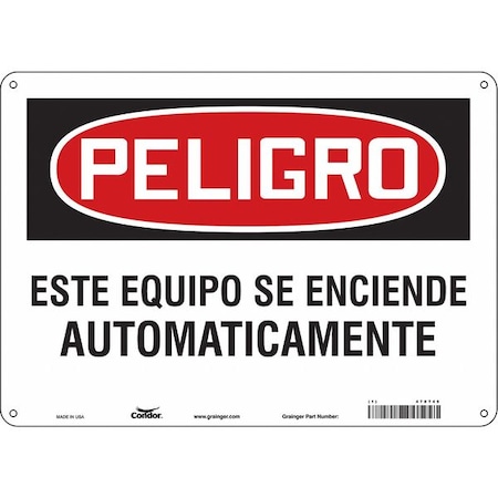 Condor Danger, ESTE EQUIPO SE ENCIENDE AUTOMATICAMENTE, 14 in W x 10 in H, Horizontal Rectangle 478T45