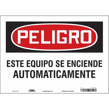 Condor Danger, ESTE EQUIPO SE ENCIENDE AUTOMATICAMENTE, 14 in W x 10 in H, Horizontal Rectangle, Vinyl 478T47