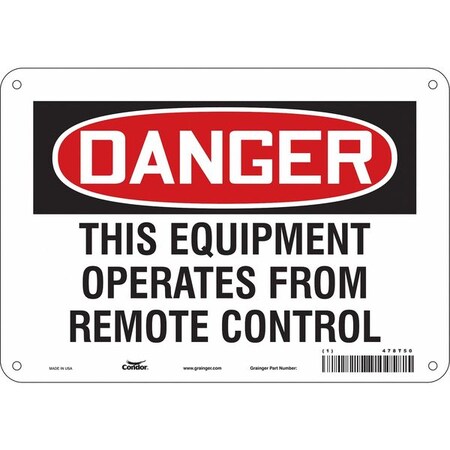 Condor Safety Sign, 7 in Height, 10 in Width, Polyethylene, Vertical Rectangle, English, 478T50 478T50
