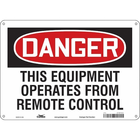 Condor Safety Sign, 10 in Height, 14 in Width, Polyethylene, Horizontal Rectangle, English, 478T51 478T51