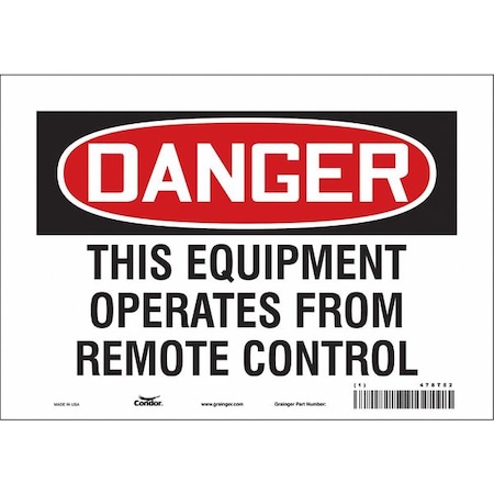 Condor Safety Sign, 7 in Height, 10 in Width, Vinyl, Vertical Rectangle, English, 478T52 478T52