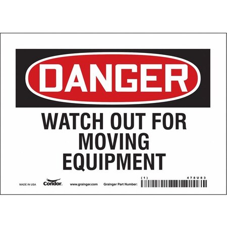 Condor Safety Sign, 5 in Height, 7 in Width, Vinyl, Horizontal Rectangle, English, 478U83 478U83