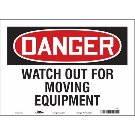 Condor Safety Sign, 10 in Height, 14 in Width, Vinyl, Horizontal Rectangle, English, 478U85 478U85
