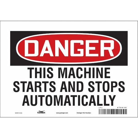 Condor Safety Sign, 7 in Height, 10 in Width, Vinyl, Vertical Rectangle, English, 478U10 478U10