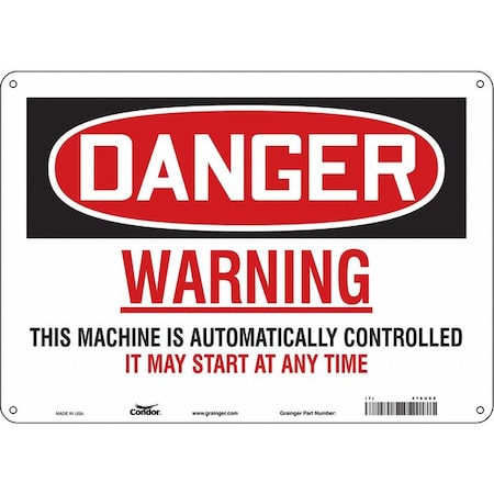 Condor Safety Sign, 10 in Height, 14 in Width, Aluminum, Horizontal Rectangle, English, 478U69 478U69