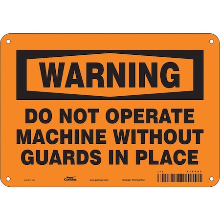 Condor Safety Sign, 7 in Height, 10 in Width, Aluminum, Vertical Rectangle, English, 478V93 478V93